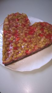 Gâteau Chocolat feinherb mit Erdbeer-Rhabarber-Ragout